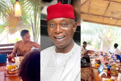 Ned Nwoko treats only Regina Daniels, children to family lunch