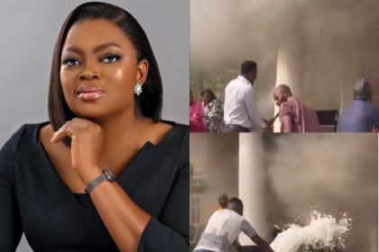 Moment Funke Akindele Risks It All As New House Catches Fire During Movie Shoot