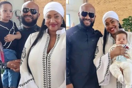 Excited Yul Edochie And Judy Austin Take Second Son, Pete, To Church for Baptism