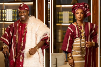 All Eyes Were On Femi Adebayo & Chioma Akpotha’s Royal Entrance and Traditional Glam at “Seven Doors” Premiere
