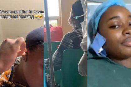 Lady ends up in hospital after piercing extra earring hole, battles keloid