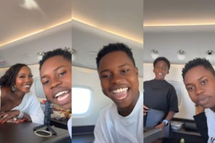 Peller Radiates with Joy as Tiwa Savage treats Him a Luxurious First Private Jet Experience