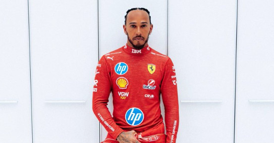 Lewis Hamilton spends his first day in Ferrari red