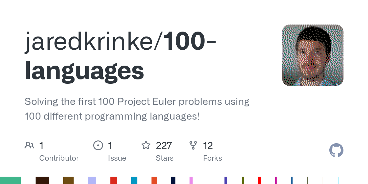 Solving the first 100 Project Euler problems using 100 languages
