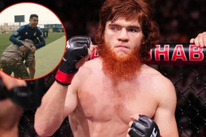 Shara ‘Bullet’ Magomedov shoots for takedown as he meets Cristiano Ronaldo ahead of UFC Saudi Arabia