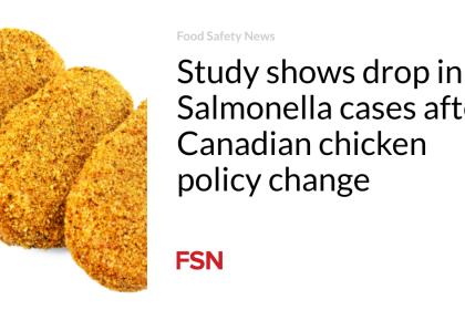 Study shows drop in Salmonella cases after Canadian chicken policy change