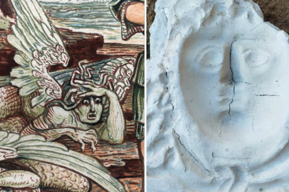 Archaeologists unearth 2,000-year-old mask mold believed to depict Medusa