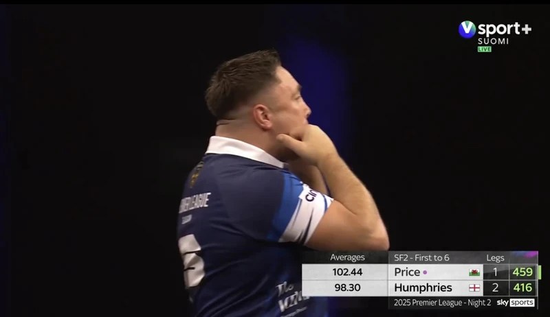 ‘Box office’ – Gerwyn Price whistles back at fan and mouths X-rated response after being heckled during match