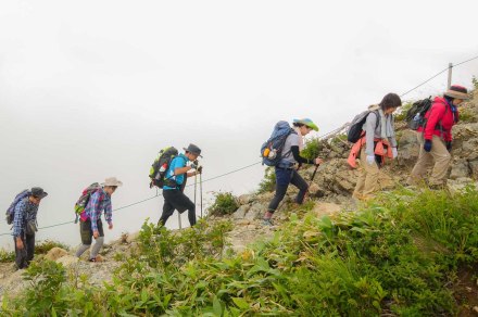 Tourists are renting robotic legs to climb up a mountain