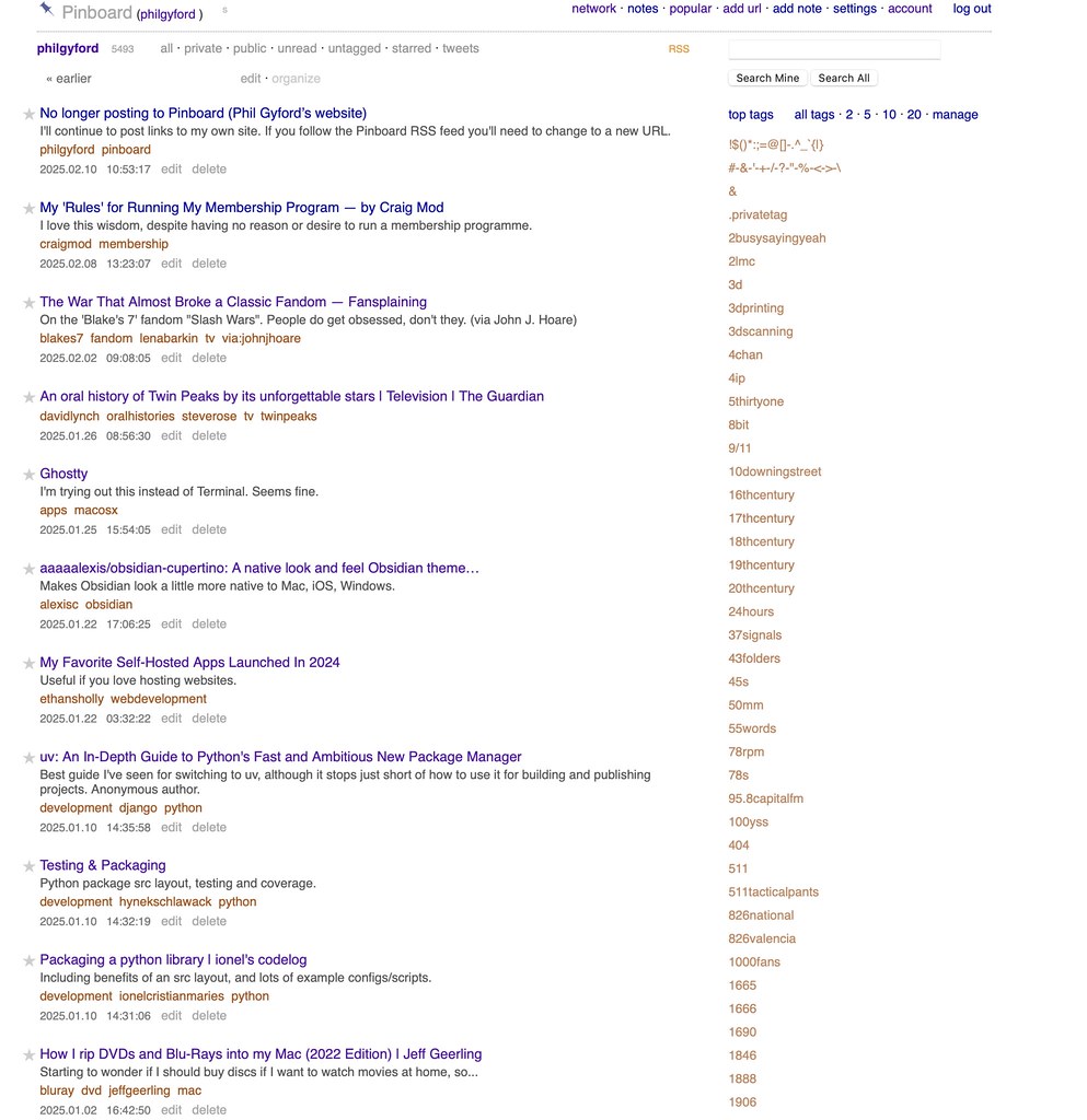 No Longer Posting to Pinboard