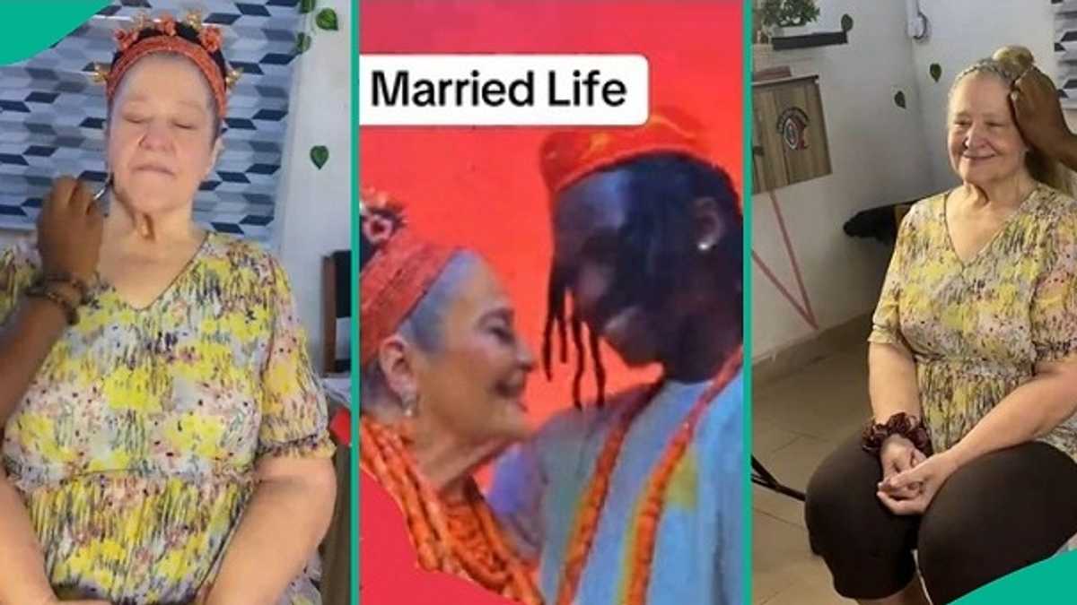 Watch video as white woman gets married to younger Nigerian lover