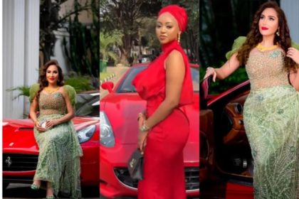 Laila Charani Poses with Regina Daniels’ Favorite Ferrari