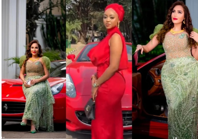 Laila Charani Poses with Regina Daniels’ Favorite Ferrari