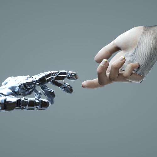 A “biohybrid” robotic hand built using real human muscle cells