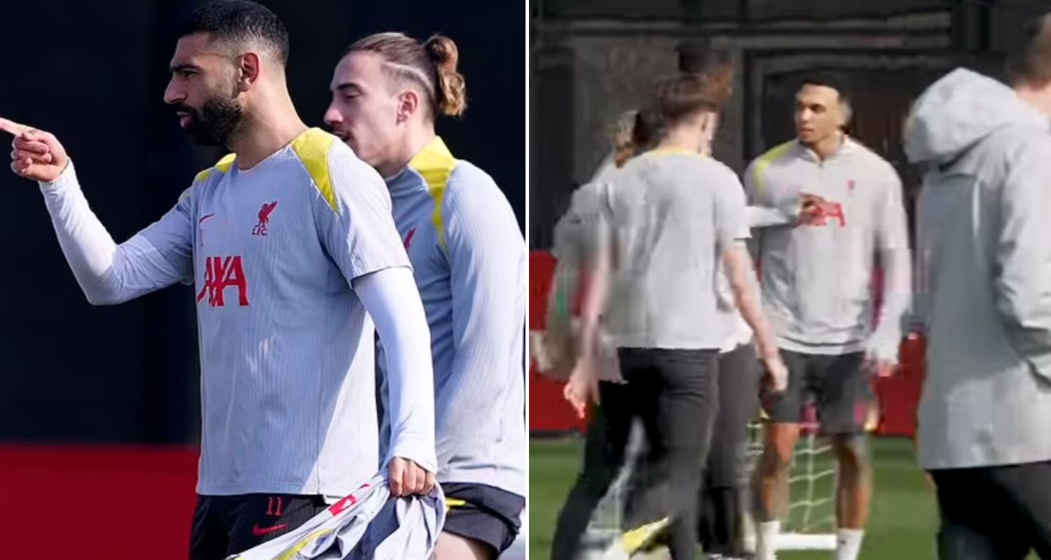 Mo Salah and Trent Alexander-Arnold forced to be separated as footage from training emerges ahead of PSG clash