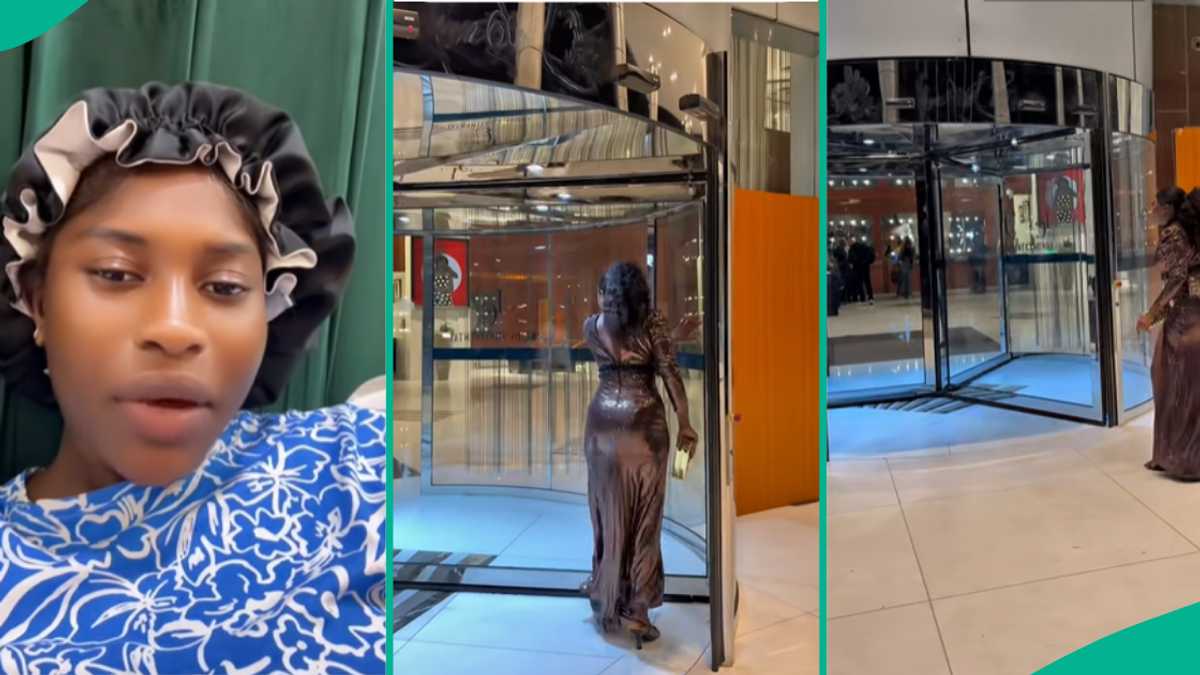 Watch how lady struggled with revolving door at five-star restaurant