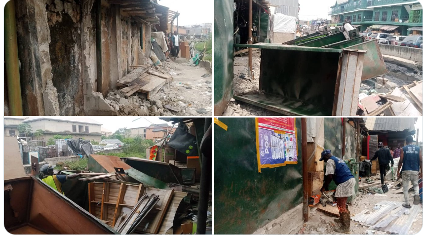 Lagos Govt removes contravening structures along Alaba International drainage channel 