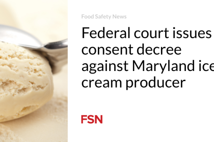 Federal court issues consent decree against Maryland ice cream producer