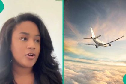 Video: See what happened to this lady’s hair when she was travelling in an airplane