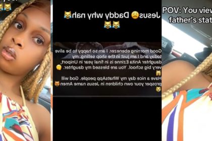 Lady shares what her father posted on his Whatsapp Status
