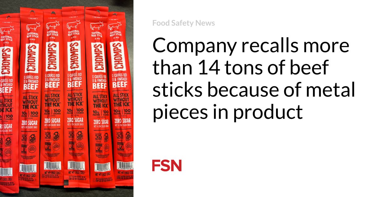 Company recalls more than 14 tons of beef sticks because of metal pieces in product