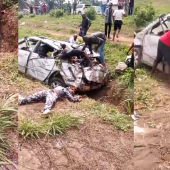 BREAKING: Nigerian Police Officers Injured As Vehicle Somersaults Into Gully On Aba/Owerri Road