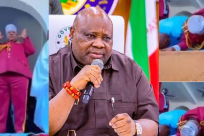 Reactions as Osun State governor Ademola Adeleke is spotted praying inside mosque