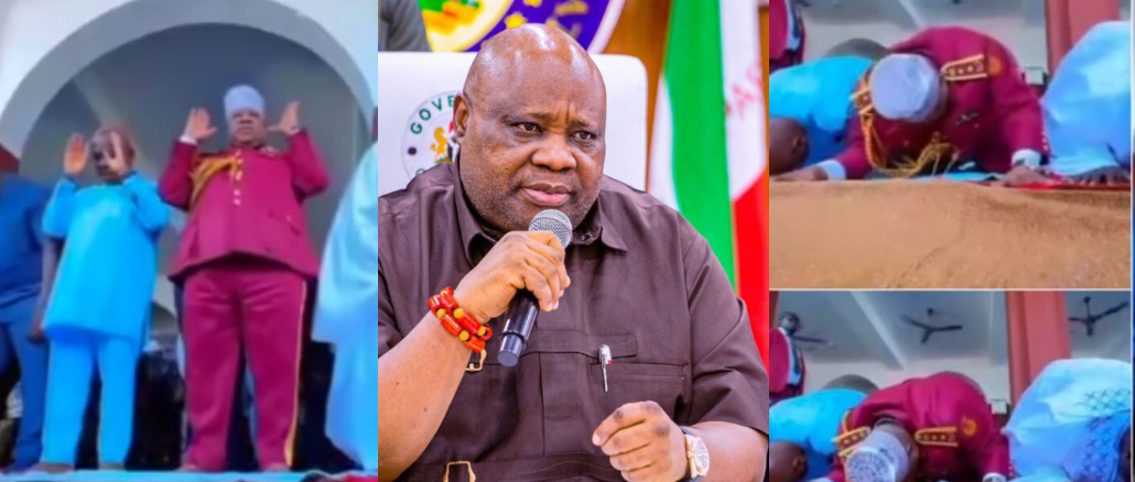 Reactions as Osun State governor Ademola Adeleke is spotted praying inside mosque