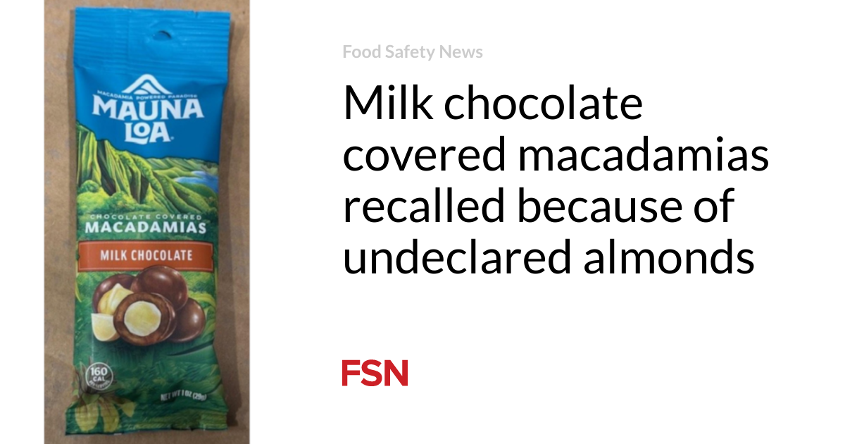 Milk chocolate covered macadamias recalled because of undeclared almonds