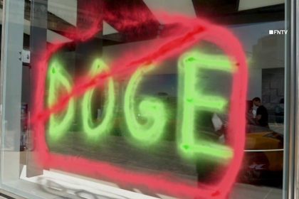 Climate vandals spray paint NYC Tesla dealership in Earth Day protest, clean it off when police arrive