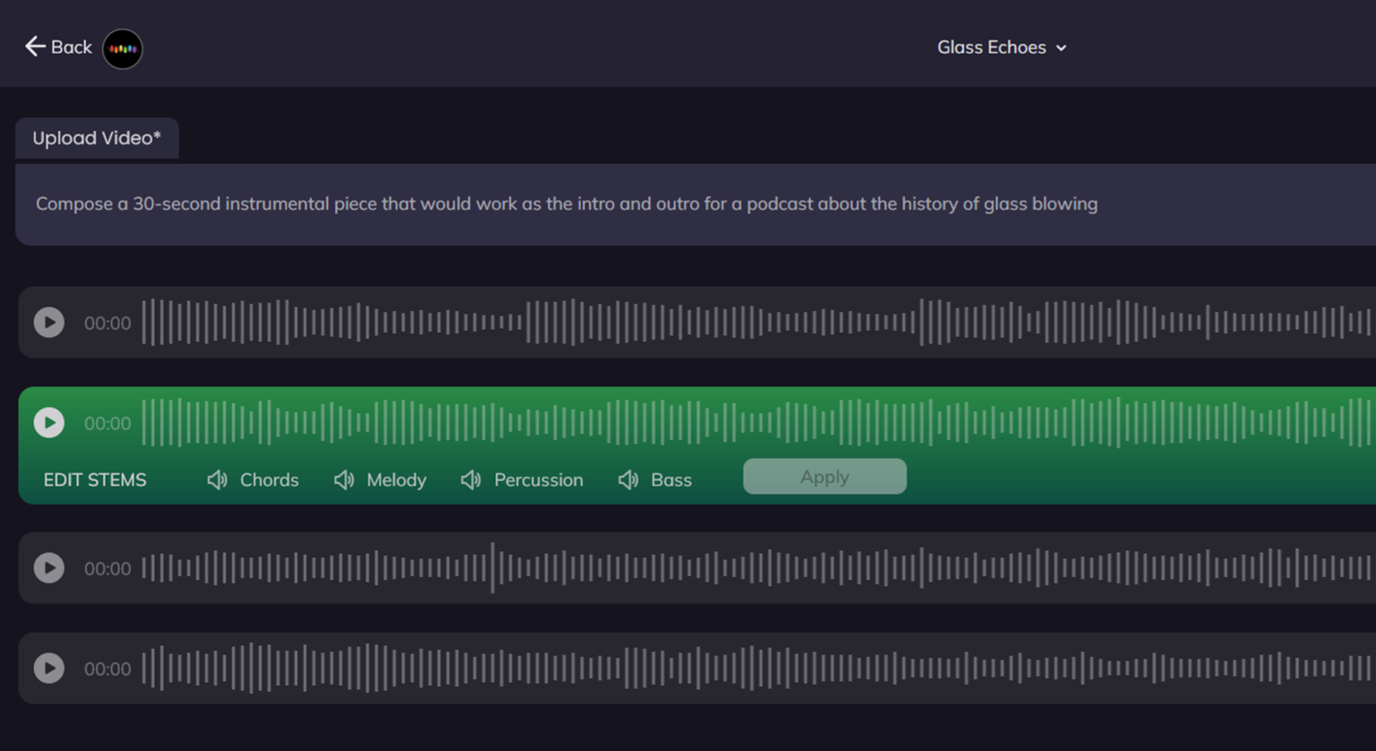 I tried using AI to create the background music for a podcast, but I may stick to music libraries for now