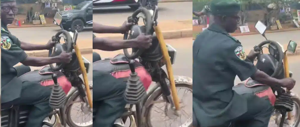 Woman Stunned After Spotting Bicycle Fitted with Steering Wheel and Gear Stick