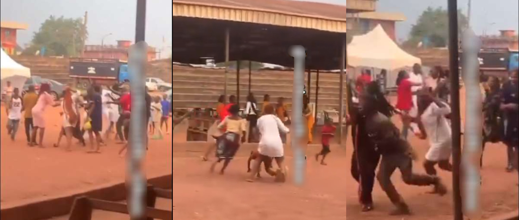 Drama As Bride And Groom’s Families Clash In Wild Fight After Church Wedding