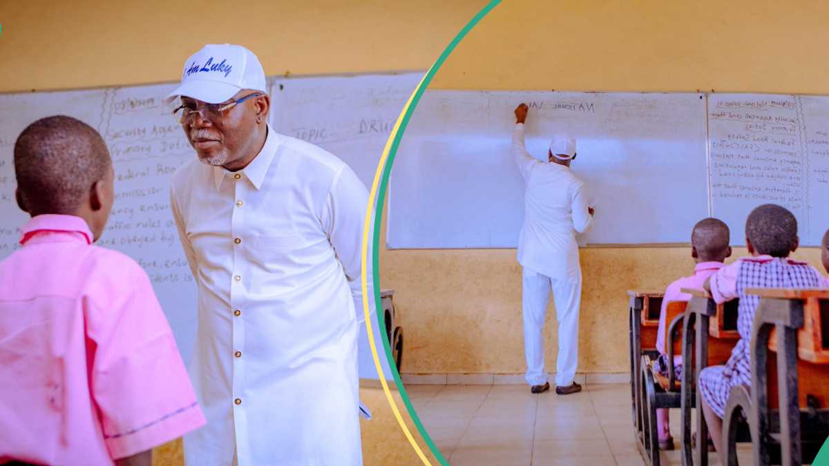 Watch video: Popular Nigerian governor returns to classroom, teaches pupils