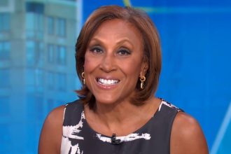 Robin Roberts announces baby news live on GMA during joyful moment alongside co-stars