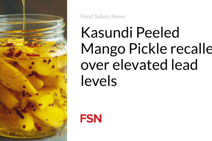 Kasundi Peeled Mango Pickle recalled over elevated lead levels