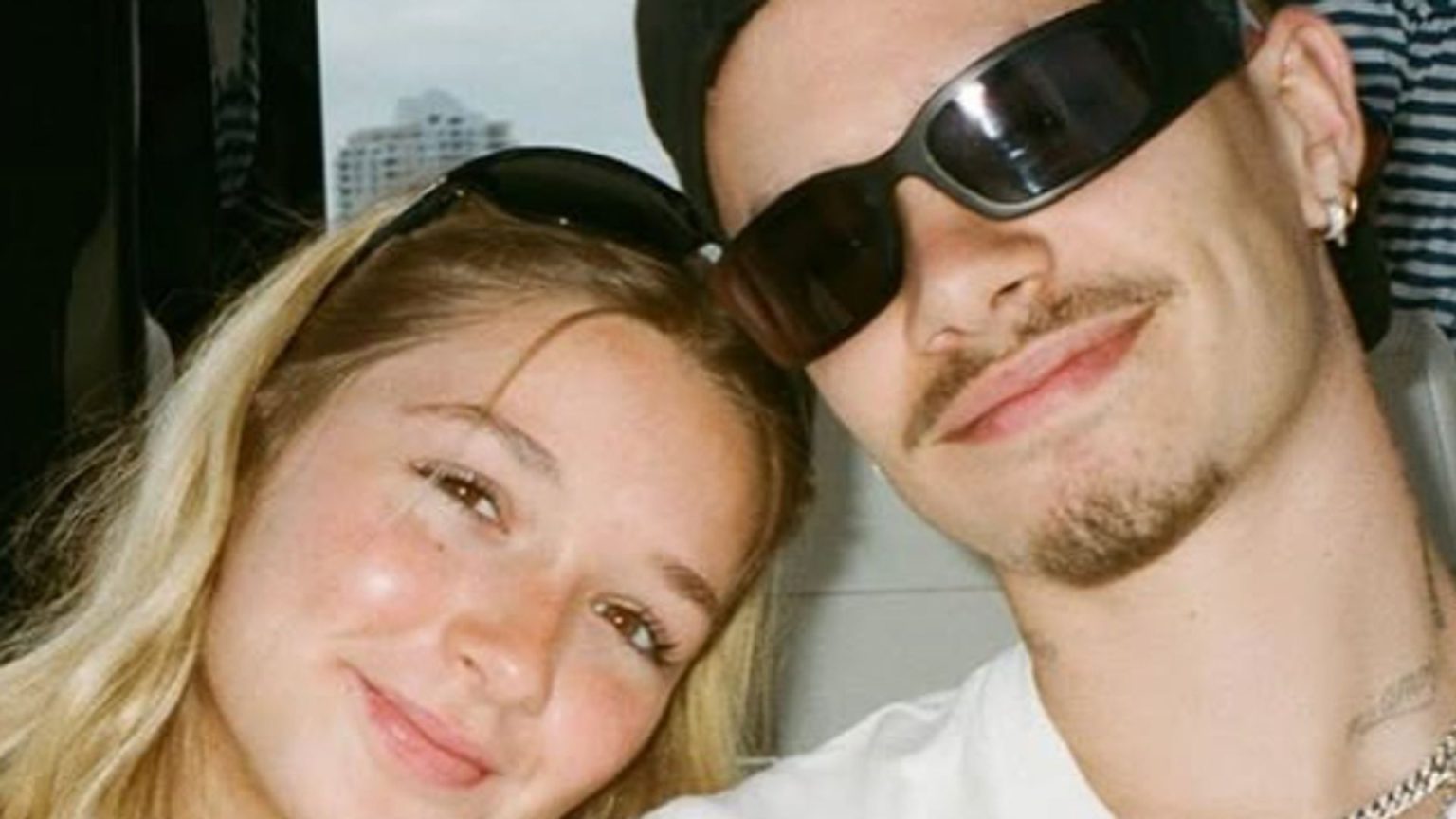 Harper and Romeo Beckham twin in black for Victoria’s Miami birthday party