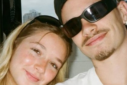 Harper and Romeo Beckham twin in black for Victoria’s Miami birthday party