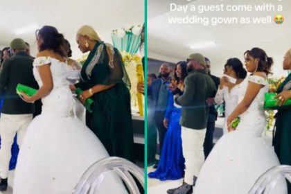 Lady seen in ‘wedding gown’ at someone else’s marriage, video goes viral