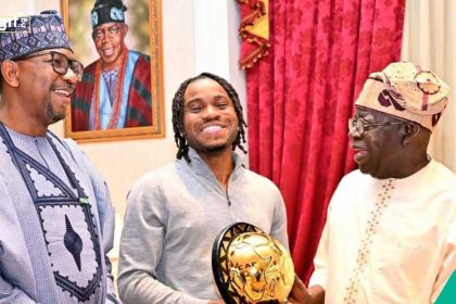 Ademola Lookman visits President Bola Tinubu in Lagos, presents CAF Award