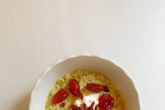 Vegan Coconut Curried Oatmeal With Blistered Tomatoes