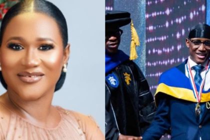 Sunmbo Adeoye celebrates son, Nino Idibia, as he graduates top of his class from Bible institute
