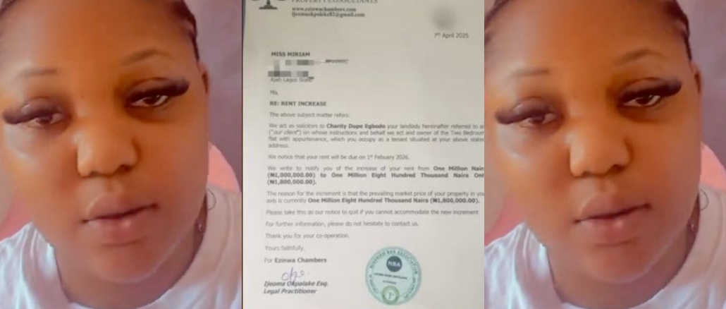 Lady cries out as her house rent increase from N1.2m to N1.8m