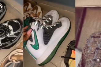 Proud daughter shows off Her Dad’s expensive collection of shoes