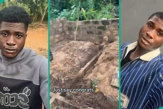 Watch video as Nigerian man celebrates laying foundation on his empty land
