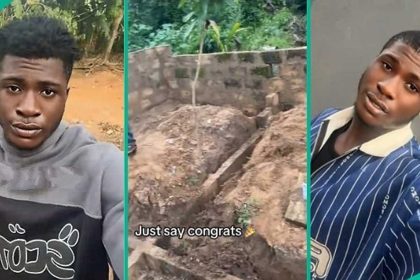Watch video as Nigerian man celebrates laying foundation on his empty land