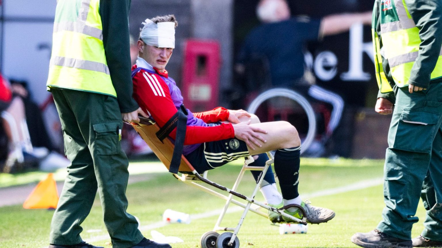 Aberdeen’s Jack MacKenzie suffers head injury after being hit with an object thrown from crowd
