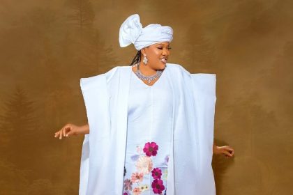 Toyin Abraham Is the Picture of Elegance in This White Agbada-Inspired Look