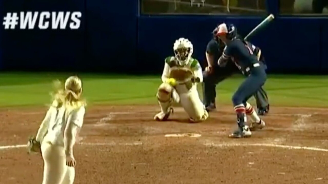 Down in the dirt: Women’s College World Series sees one-in-a-million pitch