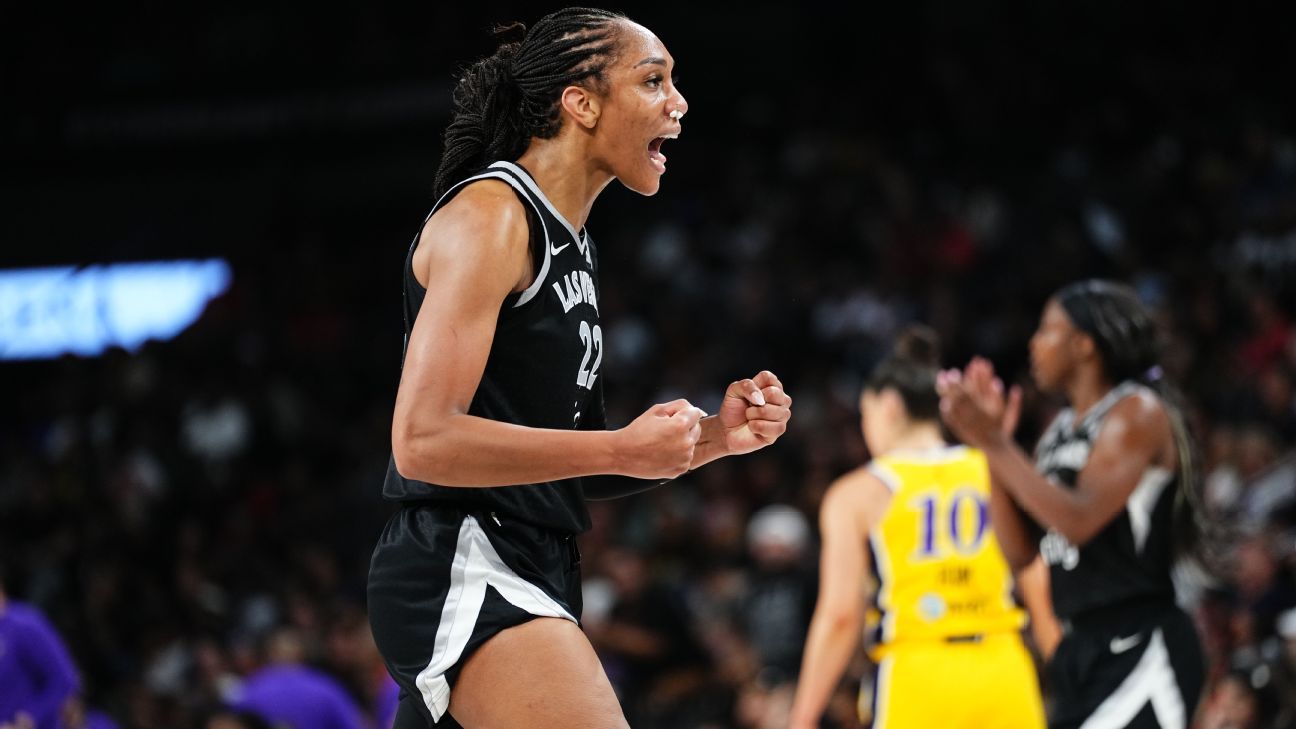 Wilson exits with head injury as Aces fall to Sparks